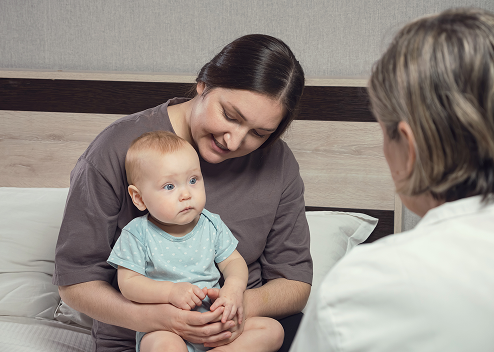 Two women and a baby